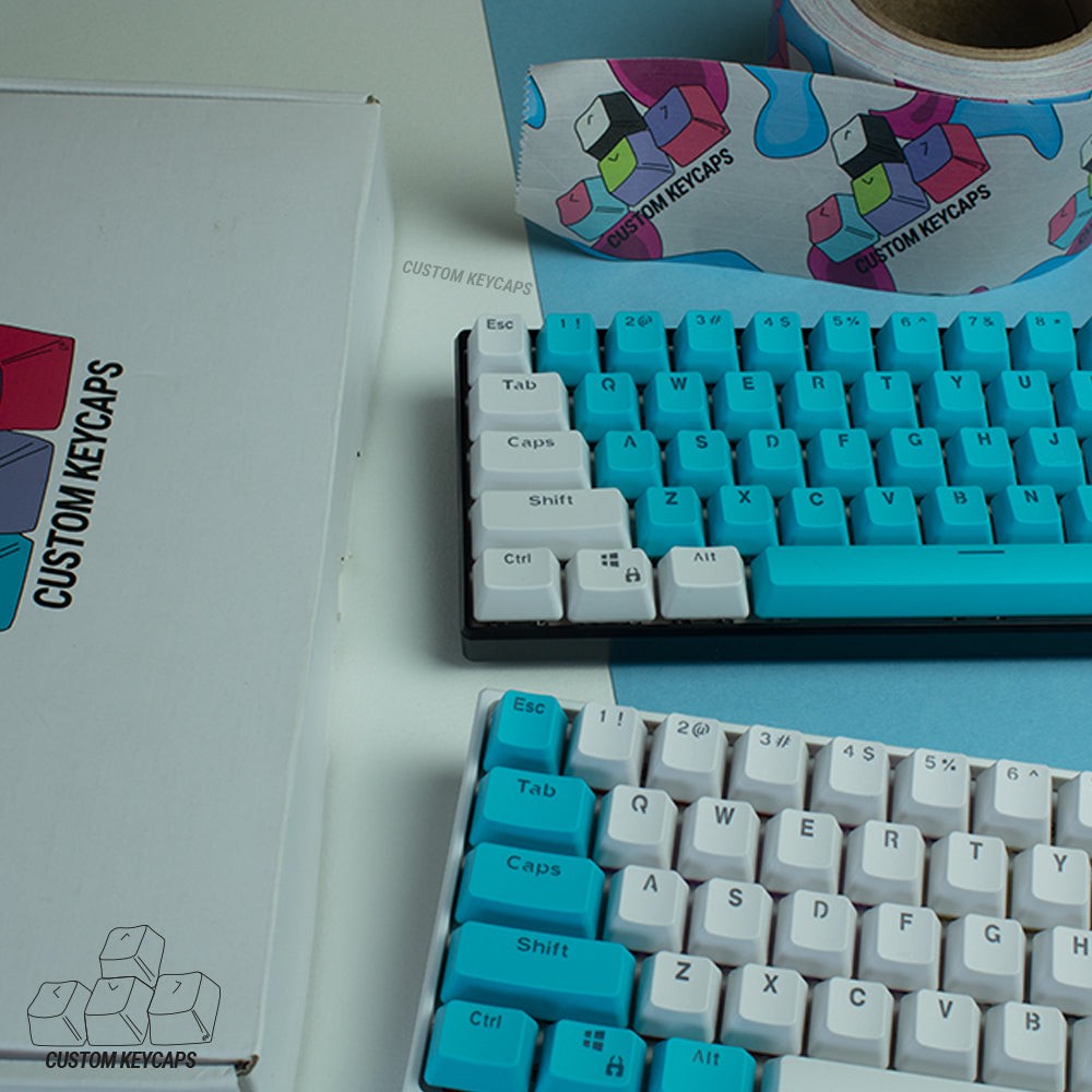 White and Blue PBT Keycaps