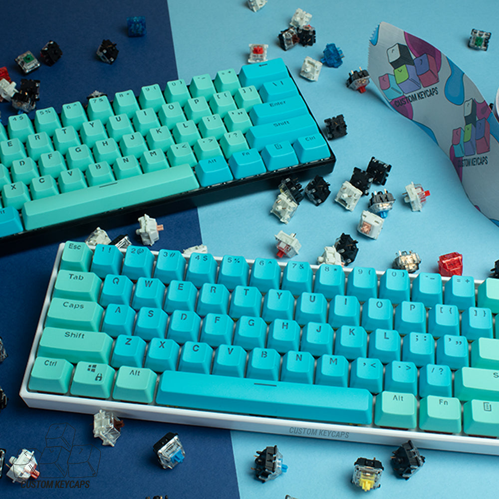 Cyan and Blue PBT Keycaps