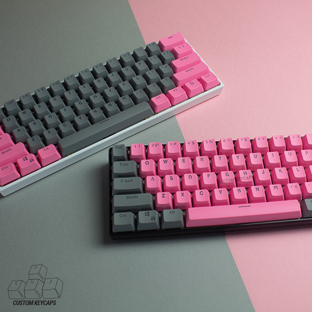 Pink and Grey PBT Keycaps